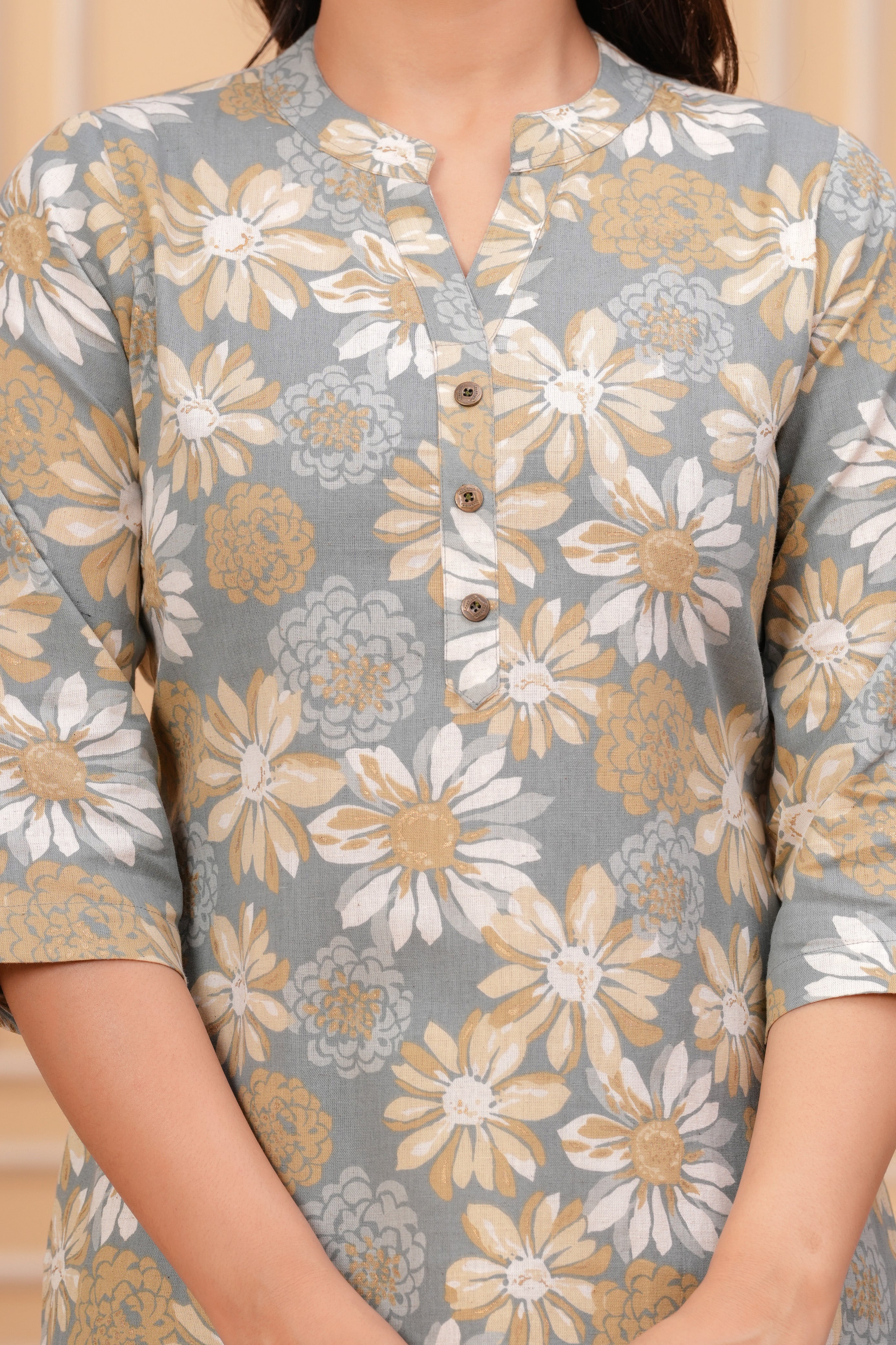 Printed Linen Short Kurti